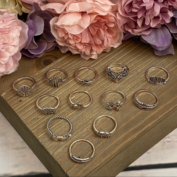 12 Pcs Boho Antique Silver Arrow Fox Carved Animal - Picture 9 of 15